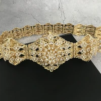 elegant large round crystal metal waist chain caftan jewelry algerian wedding belt white crystal metal belt