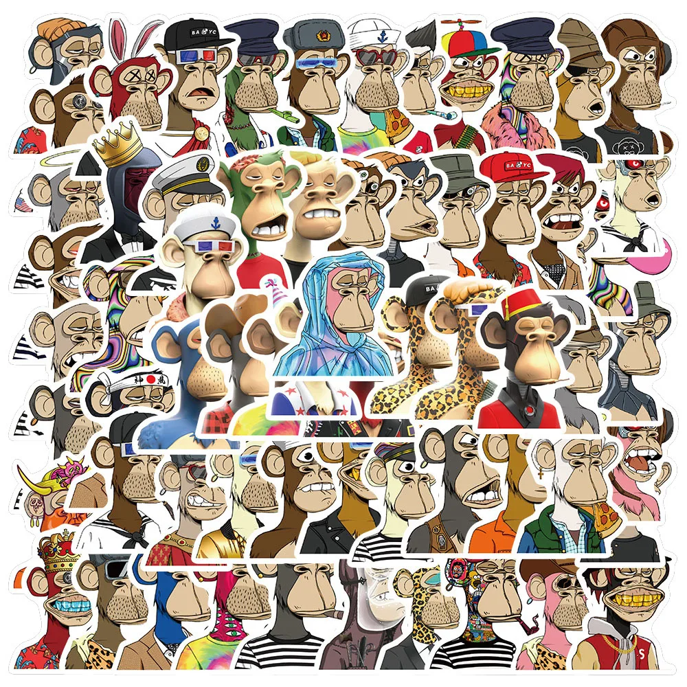 

10/30/50PCS Cartoon Bored Ape Yacht Club Personalized Graffiti Waterproof Sticker Suitcase Notebook Refrigerator HelmetWholesale