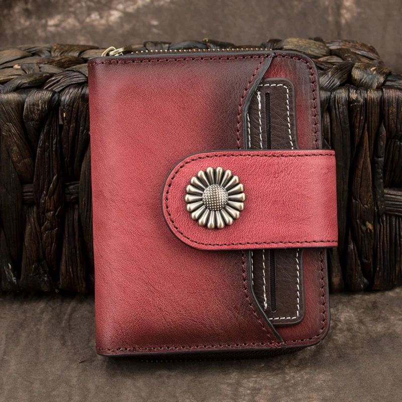 

Leather Women Wallet Genuine Leather Ladies Short Wallet Coin Purse 2 Folds Leather Purse for Woman Female Pink Green