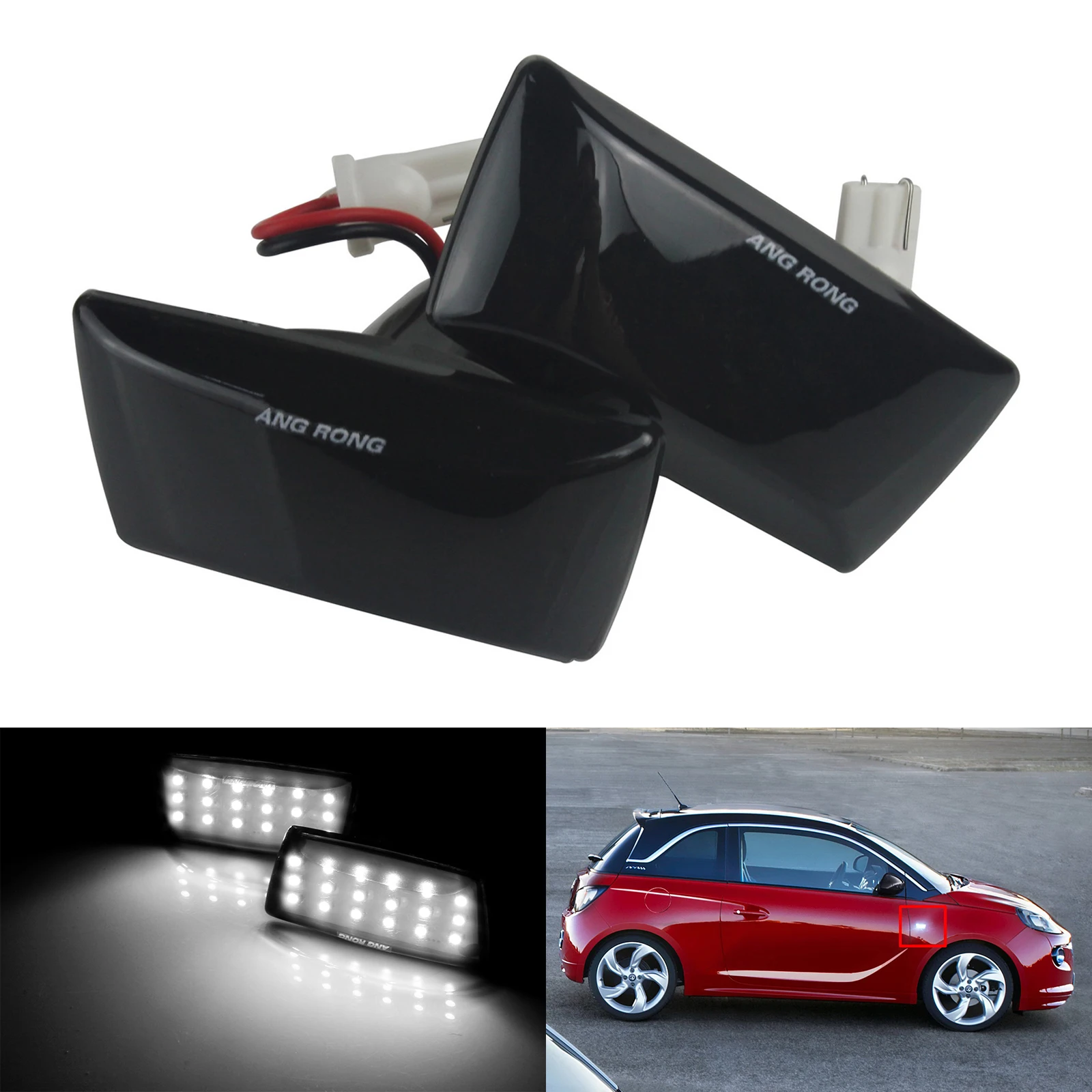 

ANGRONG светодиодный Белый Ретранслятор с черным объективом 2x для Vauxhall Astra H J Corsa D Insignia