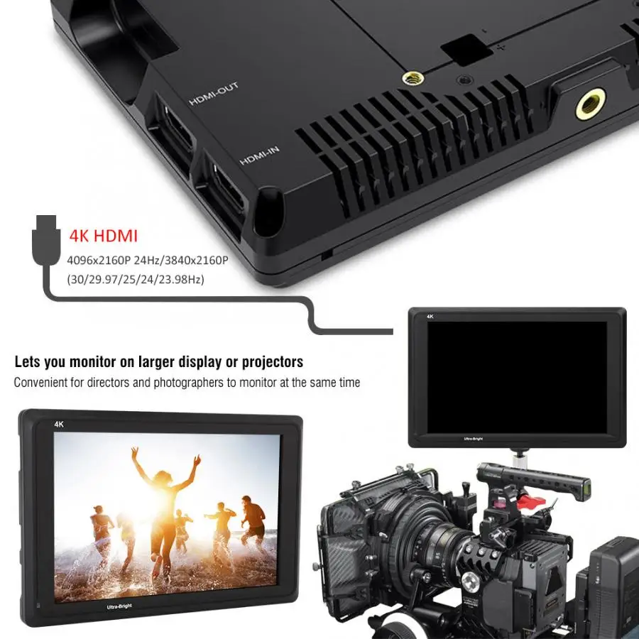 Ультраяркий монитор камеры Feelword FW279 7 дюймов 2200nit 4K портативный видеомонитор