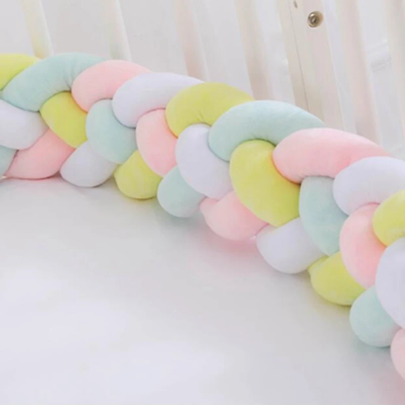 

1PC 1M/2.2M/3M/4M Newborn Bed Bumper Long Knotted 4 Braid Pillow Cot Bumper Knot Crib Infant Room Decor Comfortable protector