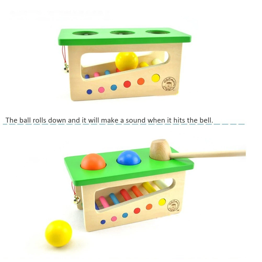 Детские красочные деревянные ударяющиеся шары хит игрушка забавный прокатки