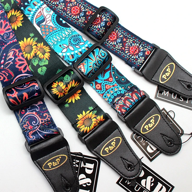 

Adjustable Ethnic Style Cotton Guitar Strap Widening Thickening for Electric Acoustic Wooden Guitar Bass Belts ремень для гитары