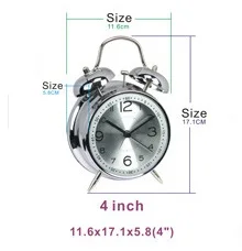 

4 "metal silent double bell creative gift digital alarm clock home decoration