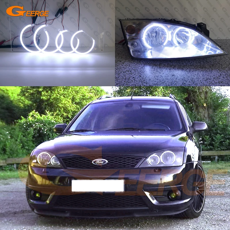 Для Ford Mondeo MK3 2000-2007 салон отличное Ультра яркое освещение COB комплект светодиодов «глаза ангела» halo кольца