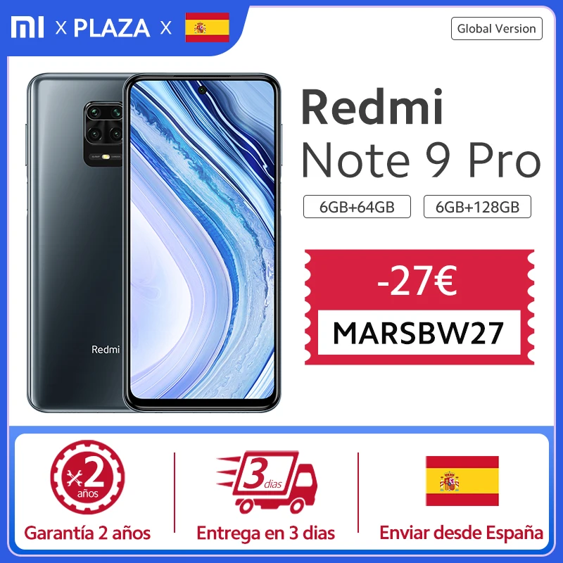 Глобальная версия Xiaomi Redmi Note 9 Pro 64 Гб 128 NFC Смартфон Snapdragon 720 мегапиксельная