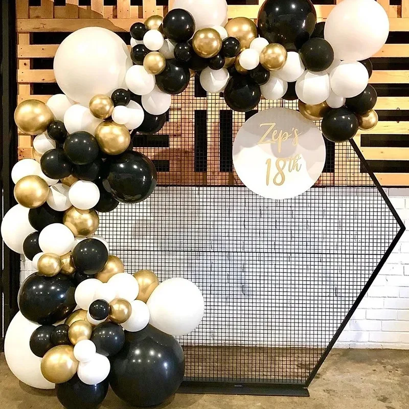 Guirnalda de globos de Metal negro y dorado, Kit de arco para boda, fiesta de cumplea&ntilde;os, Macaron, globo de migas de l&aacute;tex, decoraci&oacute;n-4