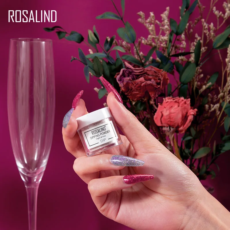 

ROSALIND Glitter Dip Powder Nail Art Decorations No Need Cured 10g Holographic Powder Nail Dust Without Lamp Temperature Powder