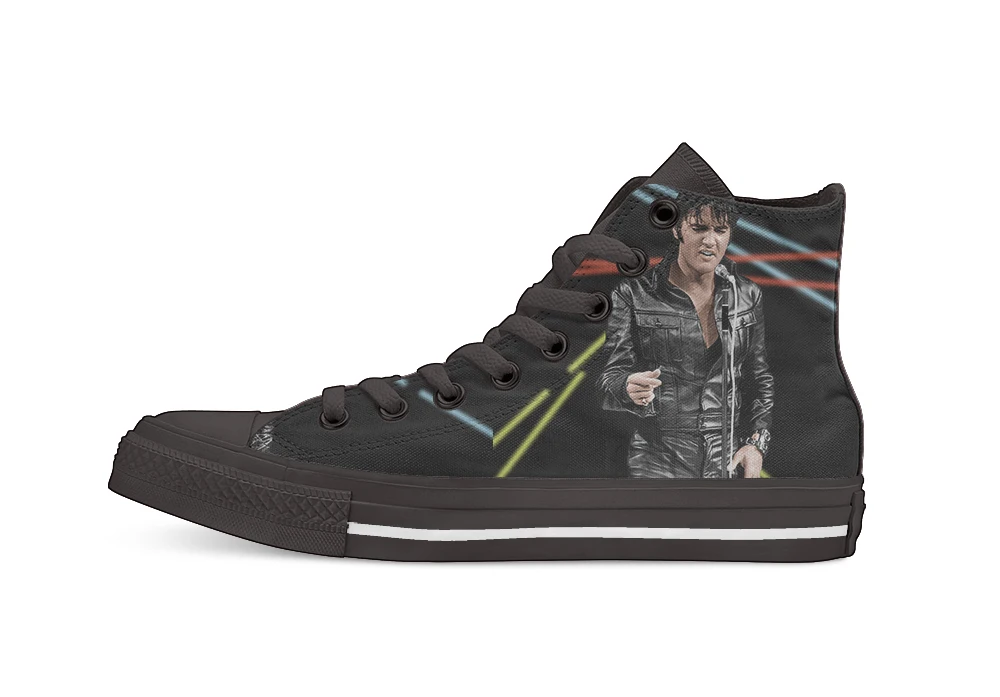 

Elvis Presley King of The Western Bop Vintage Design High Top Canvas Custom Shoes flat Casual shoes Drop Shipping