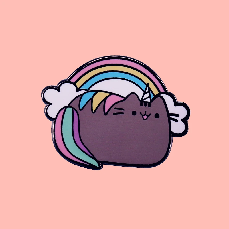 Милые Носки с рисунком радужных Цвета Единорог кошка эмалевая брошь на булавке