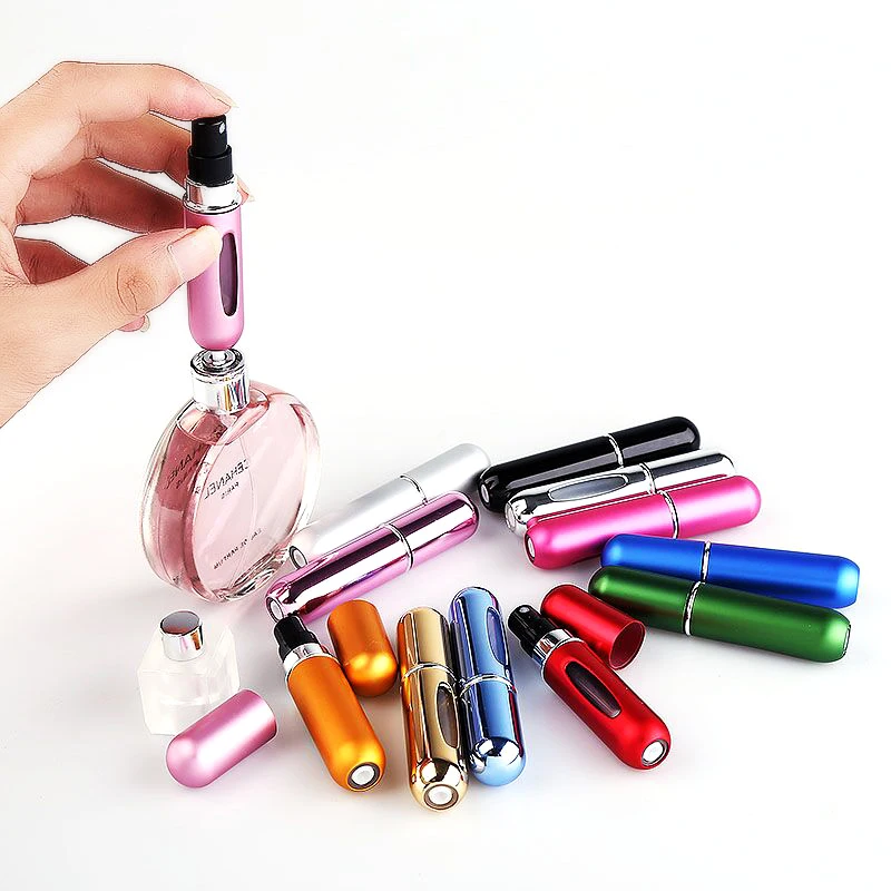 

5ml Perfume Spray Bottle Portable Refillable Glass Packing Bottles Empty Cosmetic Containers Travel Aluminum Atomizer