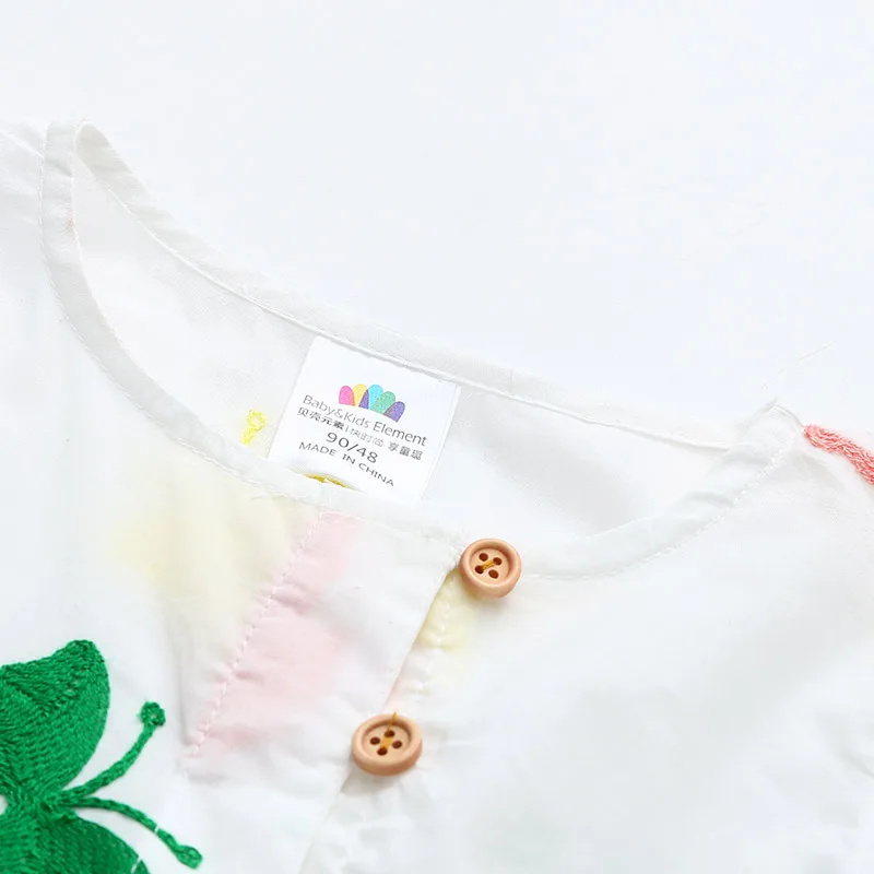 2021 Spring Autumn 3-8 10 12 Years Embroidery Double Use Long Short Sleeve White Elegant Kids Baby Girls Cotton Dress With Belt | Детская