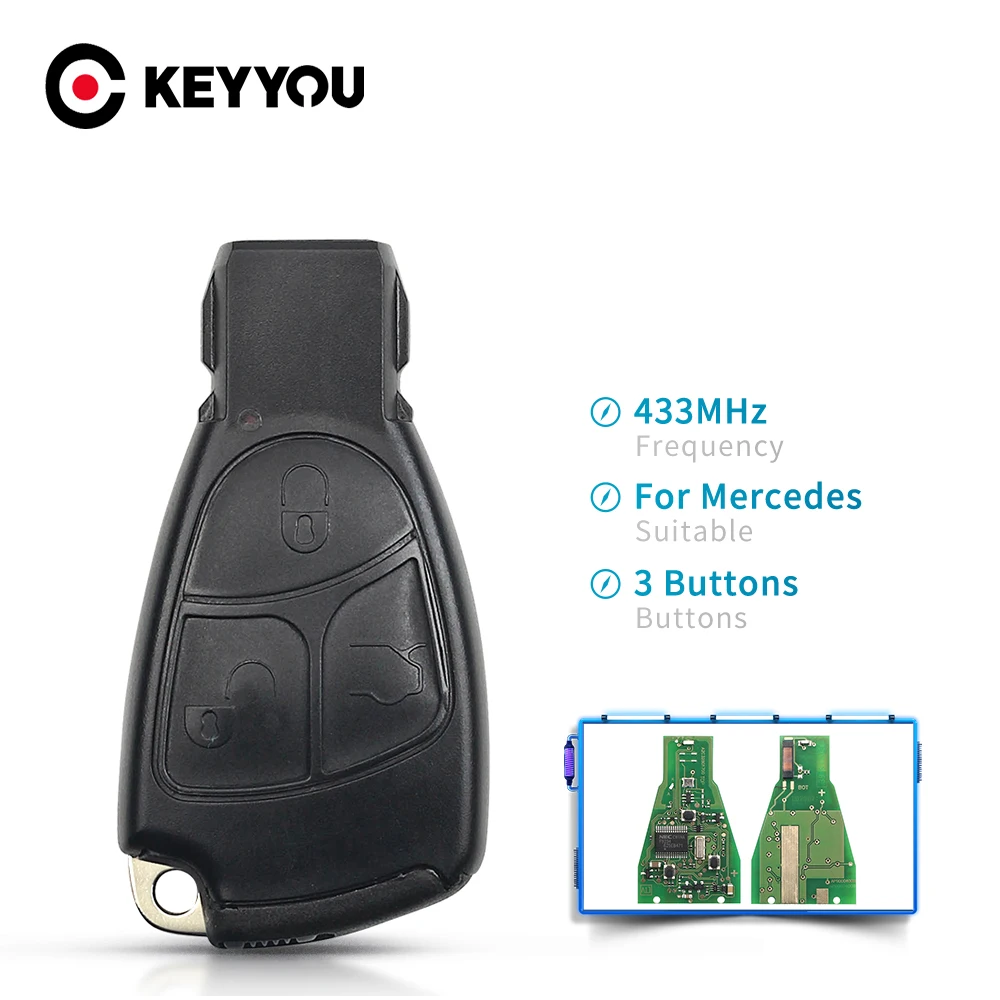 KEYYOU 433 МГц Автомобильный ключ для Mercedes Benz B C E ML S CLK CL 1996 2005 3 кнопки умный