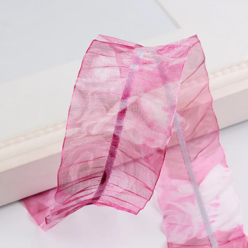 38 мм 50 ярдов широкий градиент органза Полиэфирная Лента Сделай Сам отделка