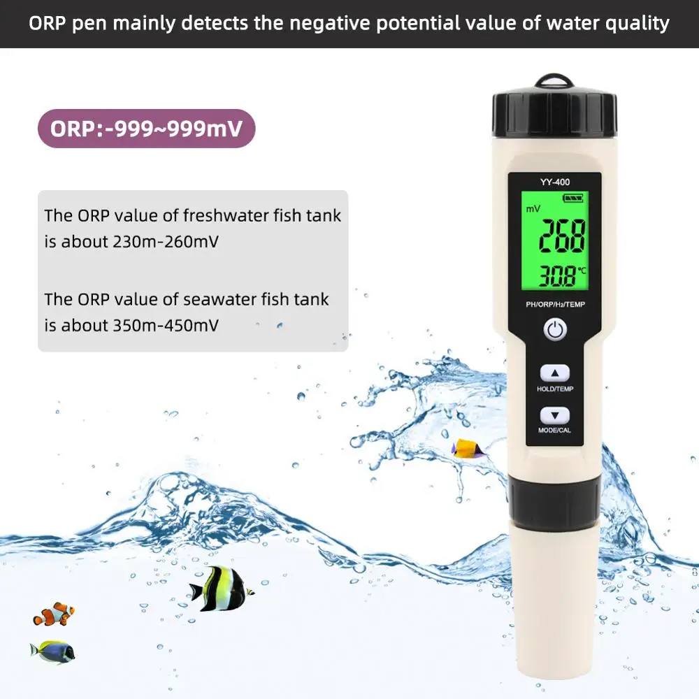 Цифровой измеритель уровня воды YY-400 PH/ORP/H2/TEM с функцией измерения концентрации