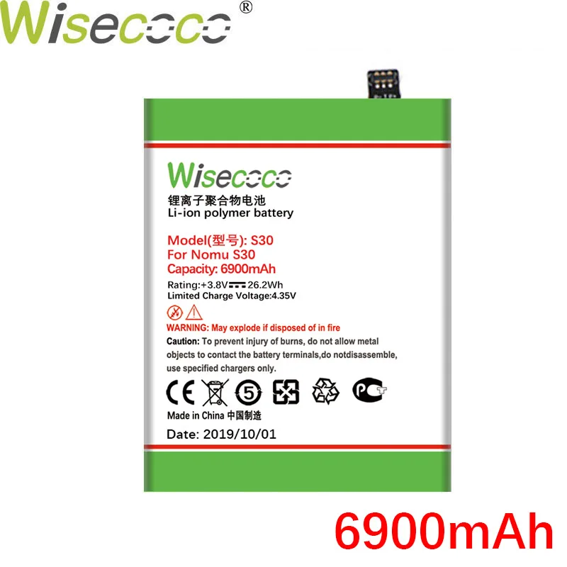 Wisecoco S30 6900 мАч новая производственная батарея для Nomu S30 S 30 сотовый телефон Высокое качество Замена батареи+ номер отслеживания