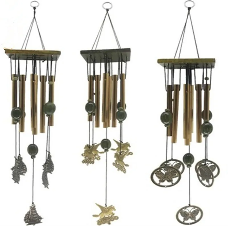 Campanas de viento de bronce para decoraci&oacute;n interior y exterior, campana colgante para puerta, ventanas, decoraci&oacute;n antigua para el hogar, 1 unidad-1