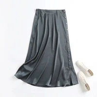 davedi skirts womens england syle skirt women office lady fashion faldas mujer moda 2022 side of buttons forking midi long