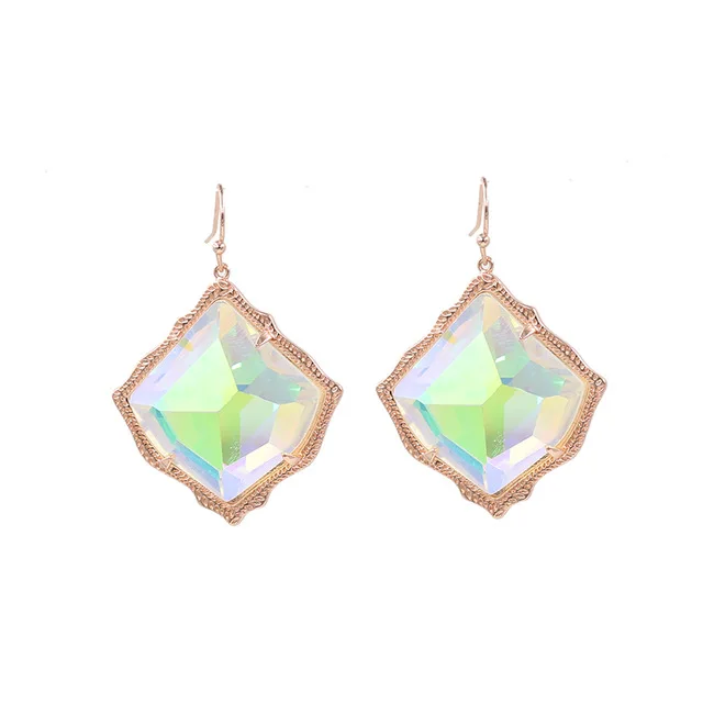 Rose ab earrings Новое поступление года. Ожерелье с подвеской из акриловой инкрустации в виде лица Mirro. Ожерелье с подвеской в виде объемной смолы лучшего качества - Окраска металла: Rose ab earrings