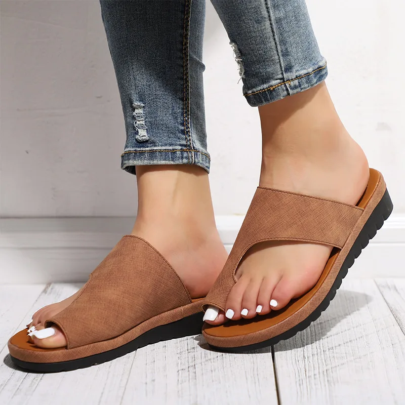 

Women Comfy Plain Shoes Flat Platform Ladies Casual Big Toe Foot Correction Sandals Orthopedic Bunion Corrector Flip Flop