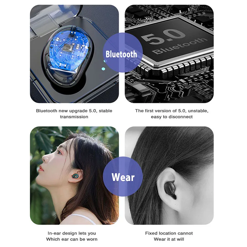 DISOUR Single Ear Bluetooth-compatible 5.0 In Ear Music Wireless Earbuds Sports Invisible Earplug Headset Stereo Earphone images - 6