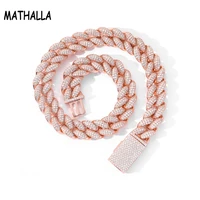 mathalla 20mm pink cuban chain necklace miami lock clasp ice cube zircon gold glittering mens hip hop necklace jewelry