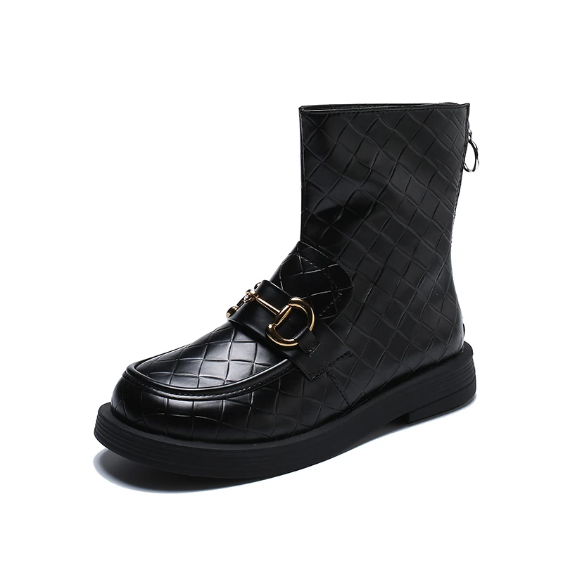 

Women's Boots New Square Heel Women's Short Boots Fashion Round Toe Boots Breathable Martin Boots Back Zipper Women's Shoes