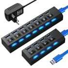 Usb-хаб USB 3,0 Разветвитель USB 3 0, разветвитель с несколькими портами и адаптером питания, разветвитель для ПК, компьютерные аксессуары