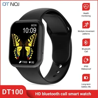 dt no i dt100 ip68 waterproof smart watch bluetooth call music heart rate monitor long standby sport smartwatch for men women