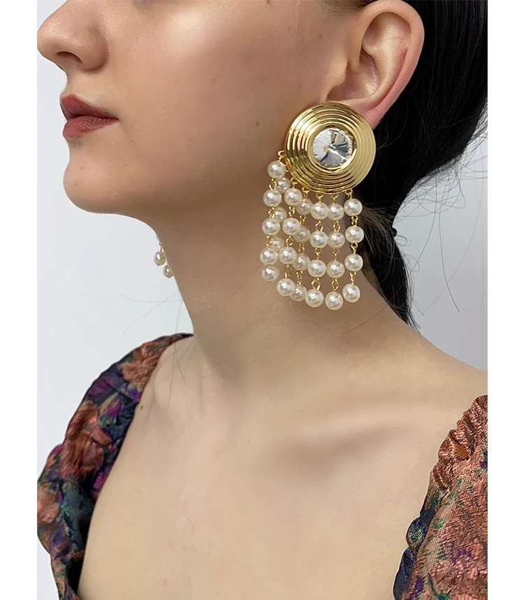 

Timeless Wonder Amazing Spiral Geo Zirconia Pearl Tassel Clip Earings Women Jewelry Designer Punk Runway Goth Boho Rare Top 2317