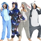 Комбинезон-Кигуруми для взрослых, одежда для сна в стиле аниме для мужчин и женщин, пижама с единорогом, зимняя теплая Пижама с животными, волком, единорогом, детская одежда для сна