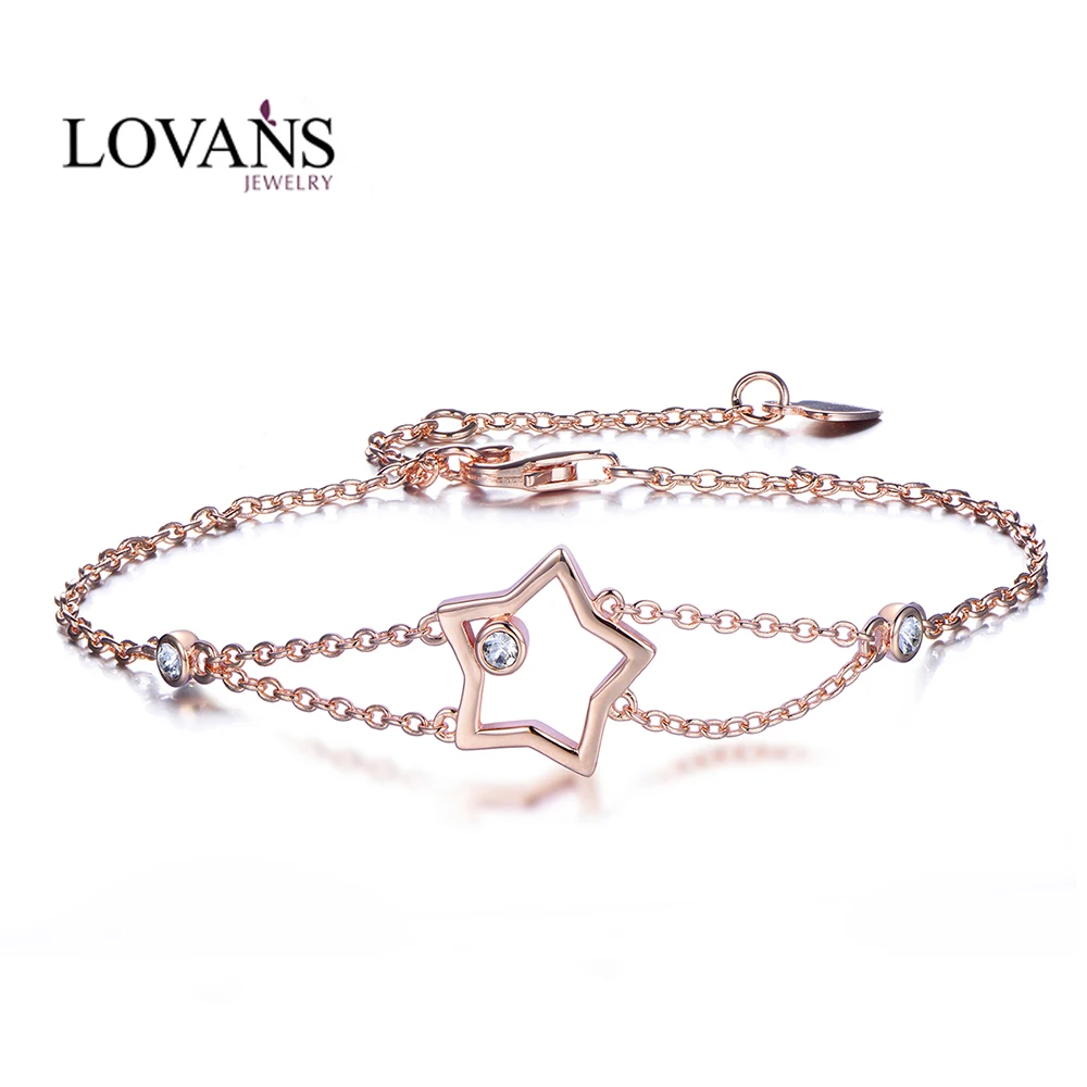 

LOVANS Women 925 Silver Bracelets Jewelry Chain Bracelet Silver Gold Color Star Zirconia Bracelet Lady Girls браслеты на руку