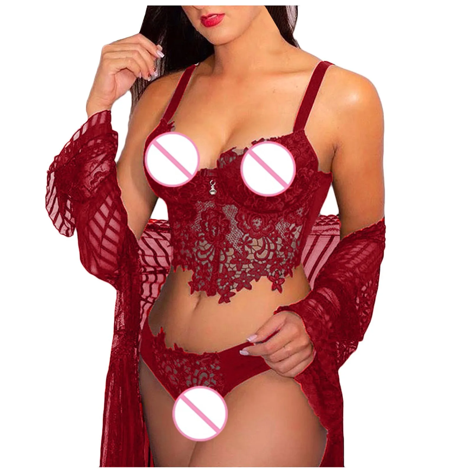 

2021 New Sexy Lace Lingerie Set Women Embroidery Lace Collar Wireless Bra Sexy Lingerie Thong Set Underwear Lingerie Bra Set