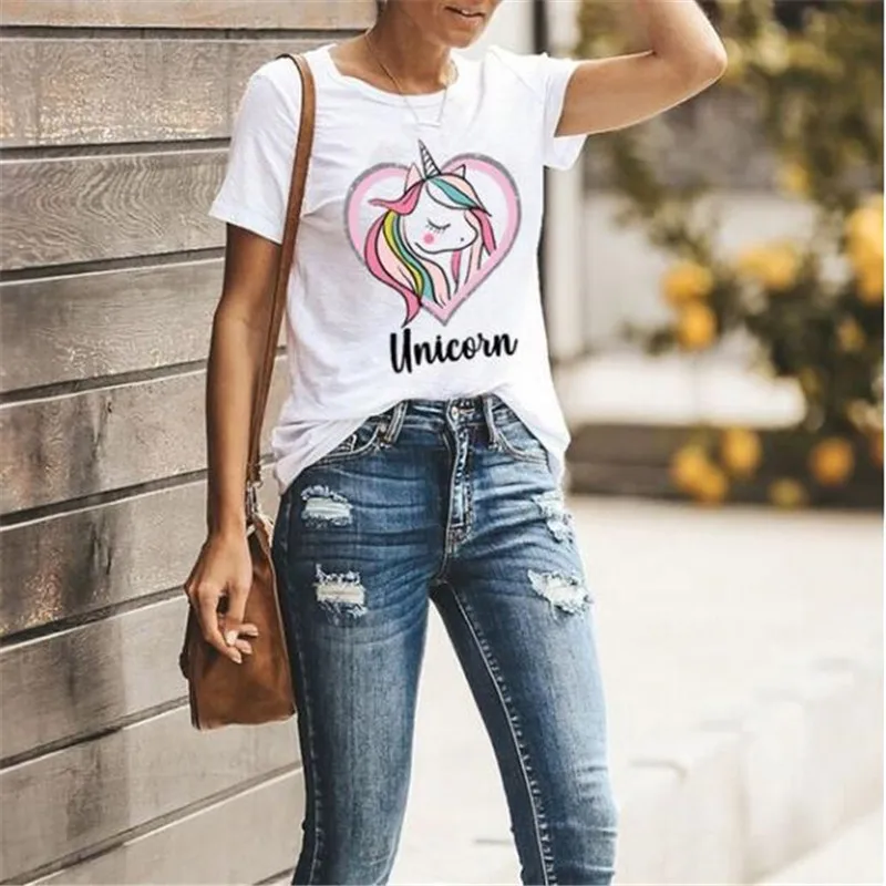 

New Unicorn T-shirt Women's T-shirt Short-sleeved T-shirt O-neck Shir