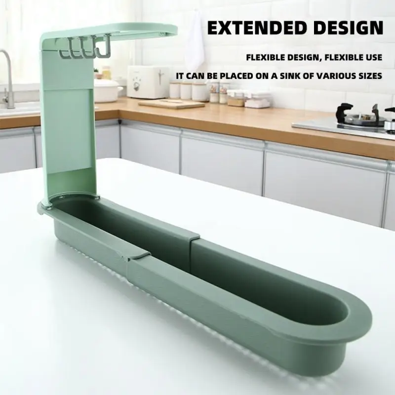 

Telescopic Sink Shelf Rack Storage Basket Soap Sponge Drain Kitchen Gadgets Adjustable Holder Sink Kitchen Accessories