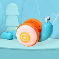 new pull string cartoon snail car toy baby learn to crawl and pull toy with light and music early education toys for children