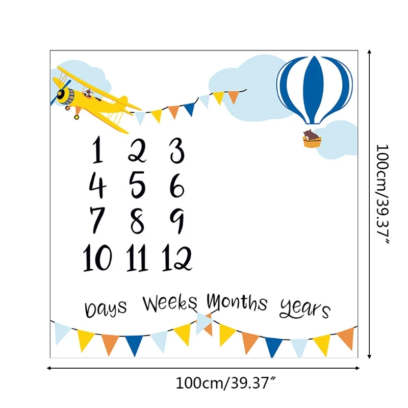 

Baby Monthly Record Growth Milestone Blanket Newborn Soft Swaddle Wrap Backdrop Photography Props Creative Background