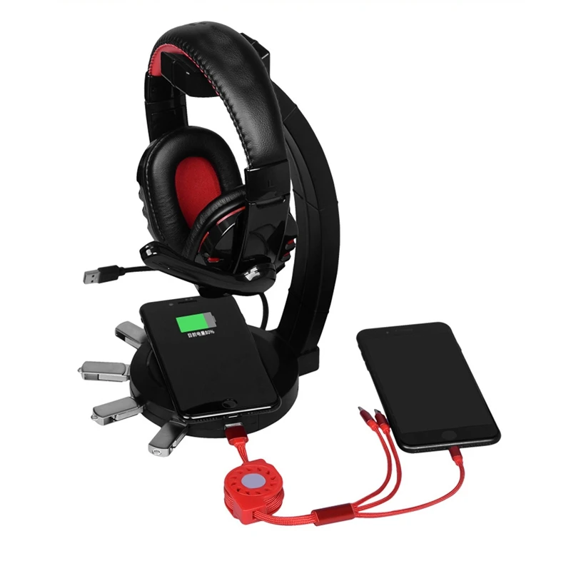 

Hot USB Hook Desktop Rgb Headset Holder Can Be Used As A Data Transmitter
