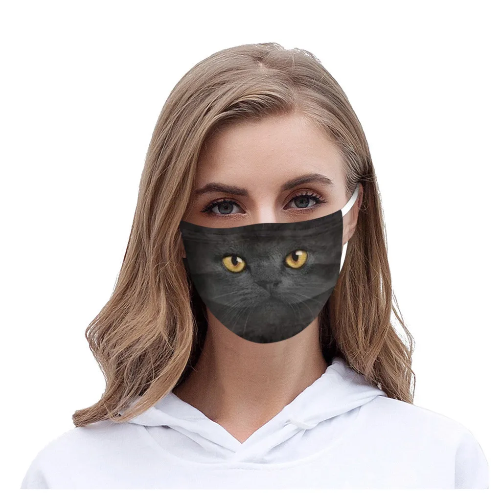 

10PC Adult Animal Printed Funny Face Mouth Breathable Cycling Mask Reusable Washable face shield Masque maseczki ochronne