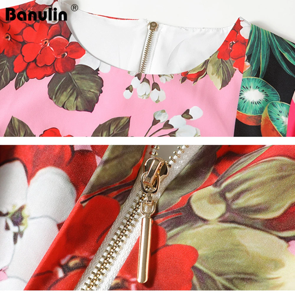 

Banulin Runway Summer Midi Dress Women Long Sleeve Stripe Polka dot Floral Print Slim Female Beach Vintage Bodycon Dress