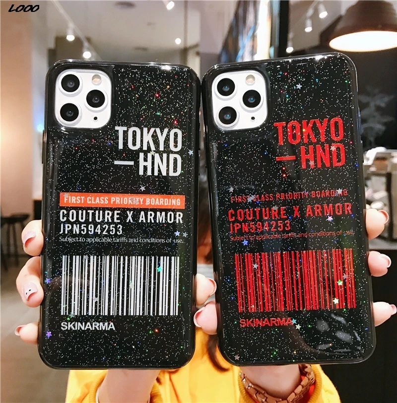 Черная эпоксидная смола арт буквы этикетка блестящий чехол для телефона iphone 11 Pro