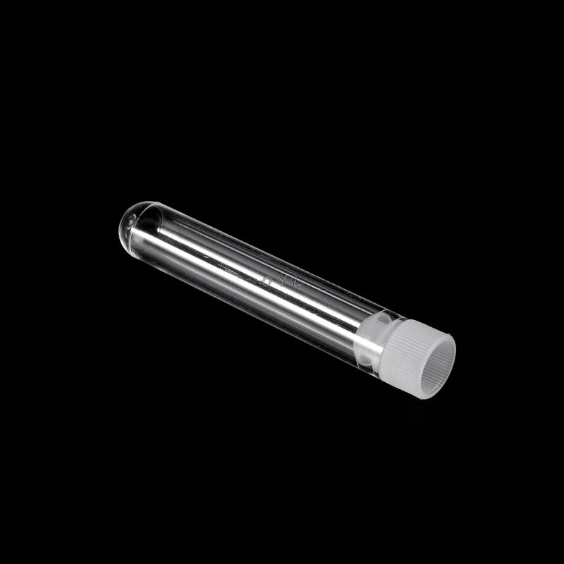 

10Pcs Clear Plastic Test Tube With Cap 12x60mm U-shaped Bottom Long Test Tube Lab Supplies
