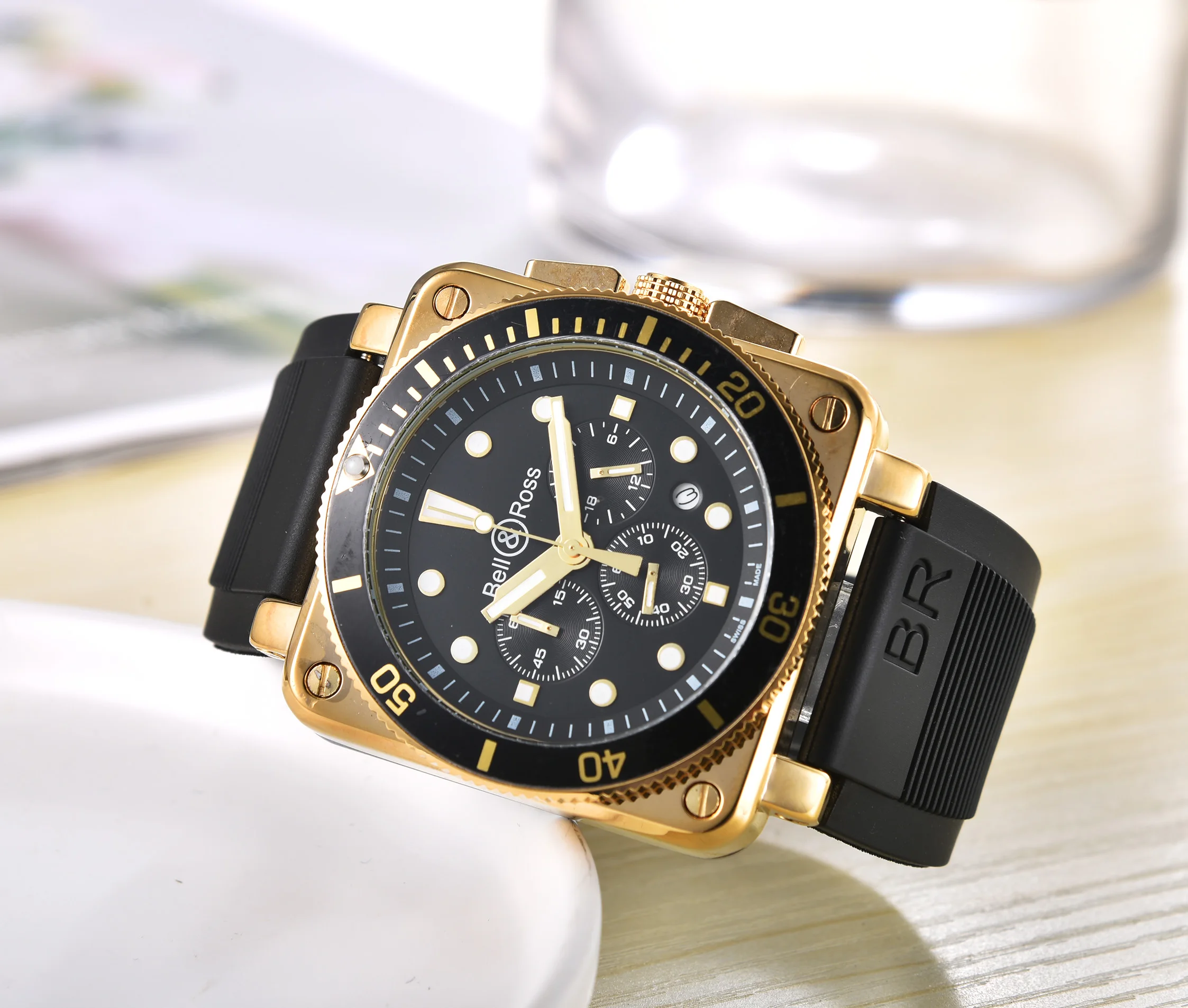 

Bell&Ross Brand Watch Mens Military Waterproof Luxury Watch Wristwatch Mechanical Automatic Watches