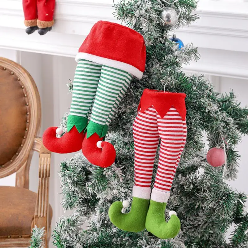 

Рождественское украшение, плюшевые ножки эльфа, Рождественская плюшевая игрушка-эльф, подвесные украшения для рождественской елки, украше...