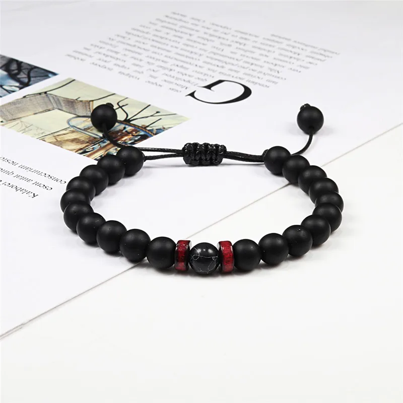 8 мм матовый каменный браслет мужские лунные бусы тибетские талисманы Будда