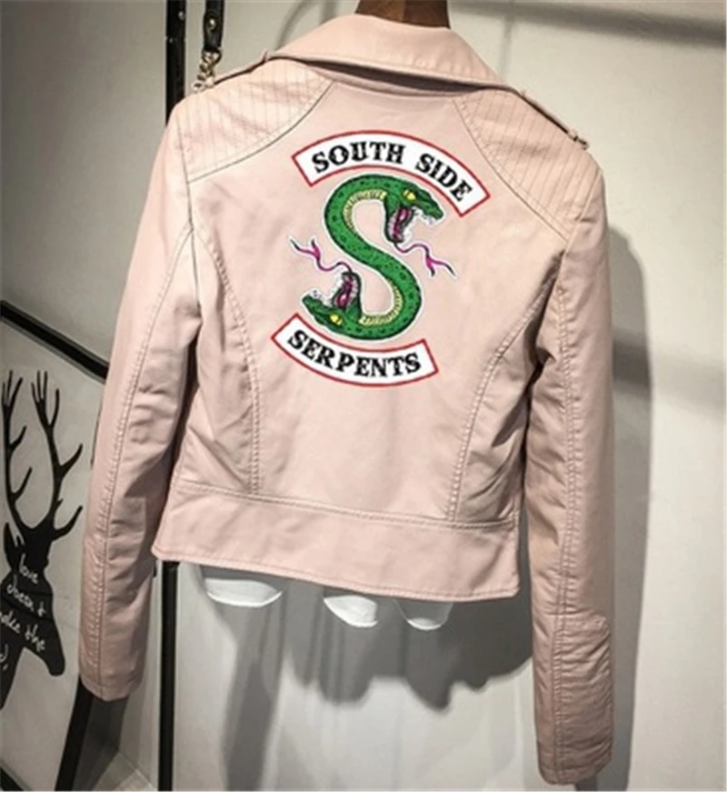 2023 New Women Riverdale Serpents Faux Leather Jackets Crop Top Southside Snake PU Leather Streetwear Fall Zipper Coat S-XL