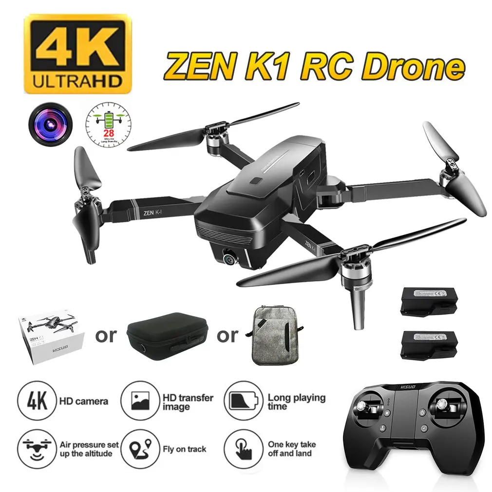 Visuo ZEN K1 GPS RC Drone with 4K HD Dual Camera Gesture Control 5G Wifi FPV Brushless Motor Flight 2.4G | Электроника