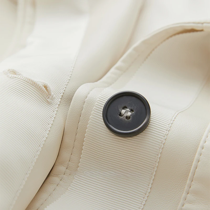 Lautaro Свободная женская искусственная кожа рубашка на пуговицах с