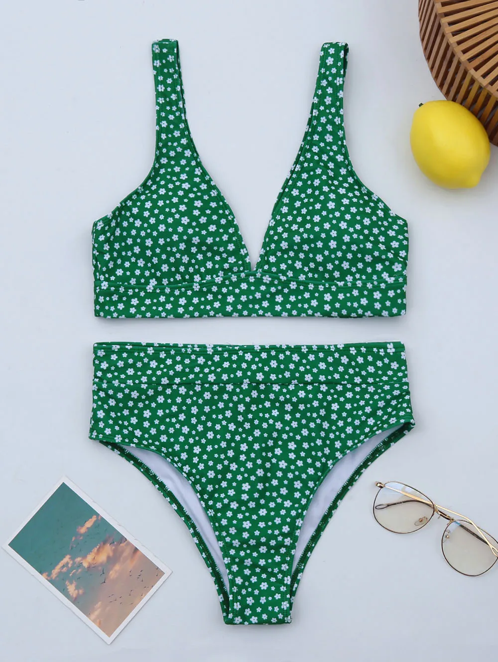 

2021 New High Waist Bikini Women Swimsuit Swimwear Female Sexy Bikinis Set Deep V Swimming for Bathing Suit Women Swimsuits